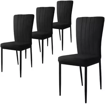 ML-Design Esszimmerstuhl 4er-Set Samtbezug Metallbeine Schwarz