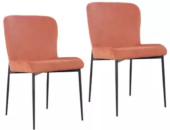Svita FREDDIE Esszimmerstuhl 2er-Set Cordbezug Metallbeine Rostrot (92683)