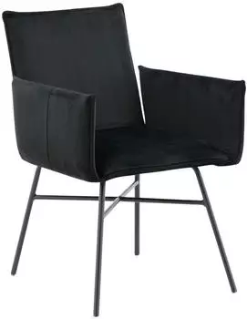 Venture Home Petra Esszimmerstuhl mit Armlehnen, Velour, Schwarz