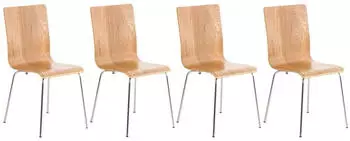 CLP Pepe 4er-Set Besucherstuhl, Holzsitz, Metallgestell, Eiche