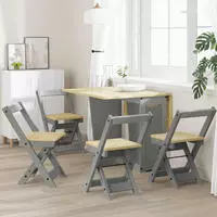 vidaXL Esszimmerst&uuml;hle Klappbar 4 Stk. Corona Grau Massivholz Kiefer