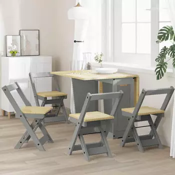 vidaXL Corona Klappstuhl 4er-Set Kiefer Massivholz Grau (4013438)
