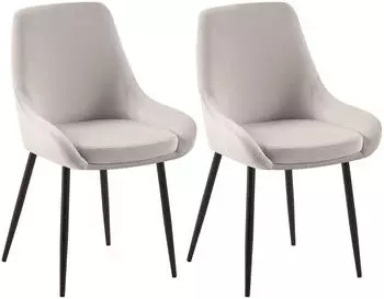 CLP Elmira Esszimmerstuhl 2er Set, Samt gepolstert, Armlehne, grau (327219)