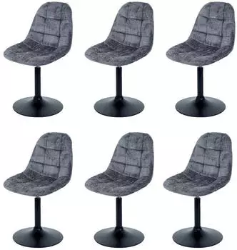 MCW MCW-A60 Esszimmerstuhl 6er-Set Chenille 465g/m&sup2; drehbar, dunkelgrau (MCW-A60-C-6)