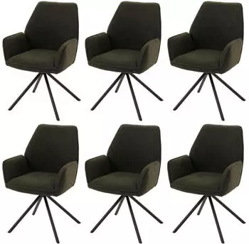 MCW MCW-G67 Esszimmerstuhl Boucl&eacute;-Stoff drehbar, 6er-Set, olivgr&uuml;n (MCW-G67)