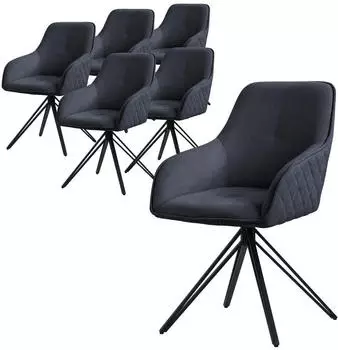 ML-Design Esszimmerstuhl drehbar 360&deg;, Textil Webstoff, Anthrazit, 6er-Set (490015001)