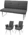 MCW G55 Esszimmer-Set Sitzbank + 2 Stühle mit Armlehne, Textil, Grau-Braun (MCW-G55)