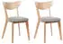 Beliani Erie Esszimmerstuhl 2er Set Gummibaumholz gepolstert hellbraun/grau