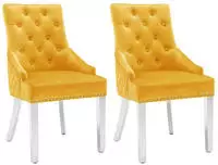 vidaXL Esszimmerst&uuml;hle 2 Stk. Gelb Samt