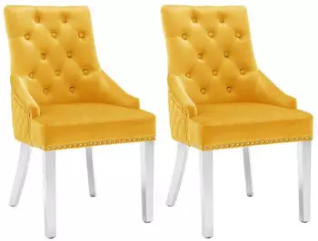 vidaXL Esszimmerst&uuml;hle 2 Stk. Samt Gelb (337024)