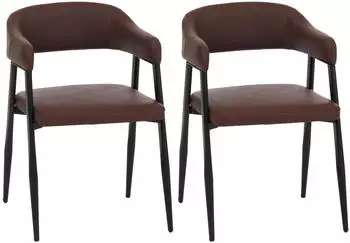 MCW MCW-P29 Esszimmerstuhl 2er-Set Industrial Vintage Kunstleder, rostrot (100271)