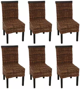 MCW Acireale Esszimmerstuhl Bananengeflecht Mahagoni 6er-Set (Acireale-6)