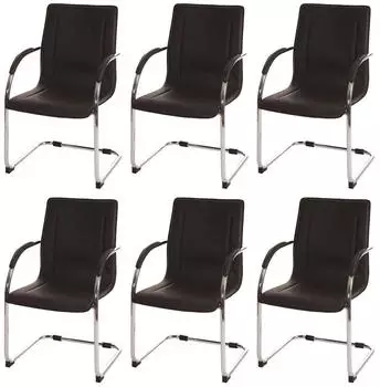 MCW Perm-6 Freischwinger Esszimmerstuhl mit Armlehnen, PVC, braun, 6er-Set