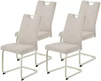 Hela Tivoli Freischwinger Webstoff Creme, Gestell Perlwei&szlig;, 140kg