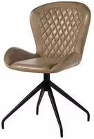 Massivmoebel24 Stuhl, Beige, Leder, Echtholz, 61x86x52 cm, Esszimmer, St&uuml;hle,