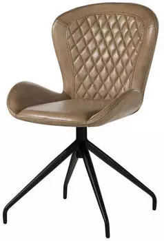 Massivmoebel24 Iron Label 612 Polsterstuhl Echtleder B&uuml;ffel beige, Eisengestell schwarz (09-151-890-6012)