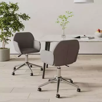 vidaXL Esszimmerst&uuml;hle 2er-Set Drehbar Stoff Dunkelgrau (3103087)
