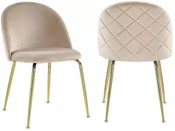 Kauf-Unique Melbourne chair in velvet and stainless steel x2 beige