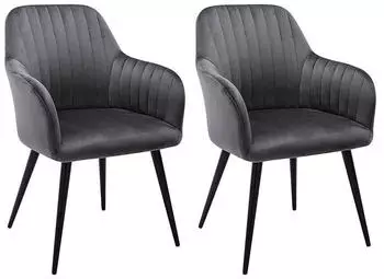 Kauf-Unique Eleana chair in velvet and metal with armrests x2 grey