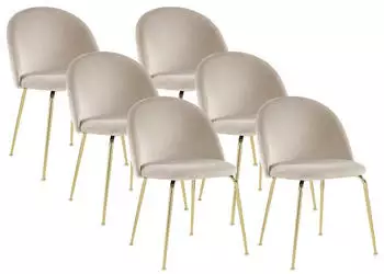 Kauf-Unique Melbourne chair in velvet and stainless steel x6 beige