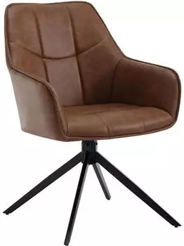 Woltu Dining swivel chair in faux leather and metal light brown
