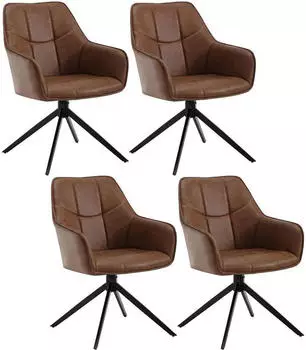 Woltu Dining swivel chair in faux leather and metal x4 light brown