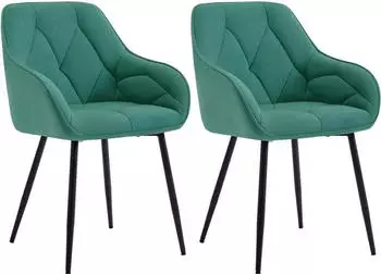 Woltu 2er Set Esszimmerstühle Samt 56x83,5x45 cm türkis