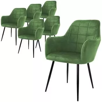 ML-Design Esszimmerst&uuml;hle 6er-Set mit Armlehnen, Samtbezug, hellgr&uuml;n (490011695)