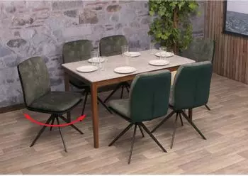 MCW M68 Esszimmerstuhl drehbar, Textil, gr&uuml;n, 6er-Set (800000862169)