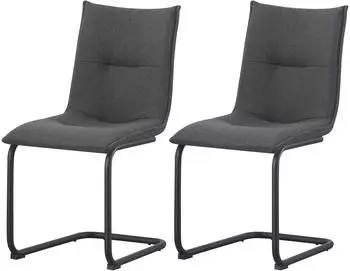 xonox.home Sonja Schwingstuhl 2er-Set, Webstoff anthrazit, Metallbeine (46x89x57cm)