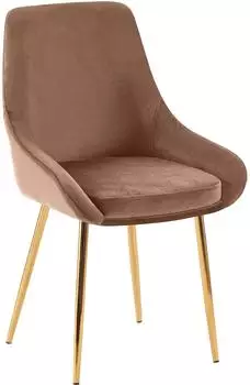 CLP Elmira Esszimmerstuhl Samt, braun, Metallgestell gold (324107)