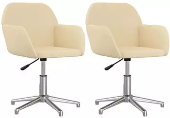 vidaXL Esszimmerst&uuml;hle 2 Stk., drehbar, creme, Stoff (3103029)