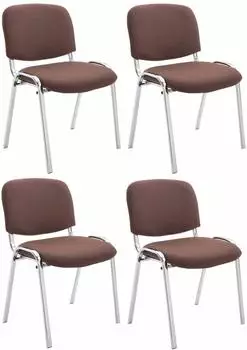 CLP Ken Chrom 4er-Set Besucherst&uuml;hle, Stoff, gepolstert, braun
