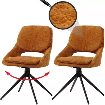 MCW N73-C Esszimmerstuhl drehbar Auto-Return, Chenille, ocker-gelb, 2er-Set (800000872393)