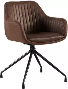 CLP Welby Esszimmerstuhl 180&deg; drehbar, dunkelbraun, Vintage-Kunstleder