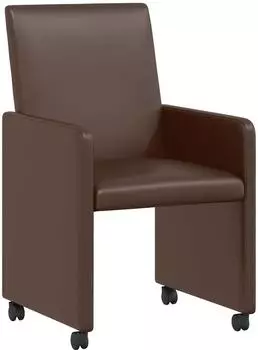 vidaXL Esszimmerst&uuml;hle mit Rollen, Kunstleder, braun, 2er-Set (42017818)