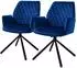 ML-Design Esszimmerstuhl drehbar, Samt, dunkelblau, mit Armlehne (2er-Set)