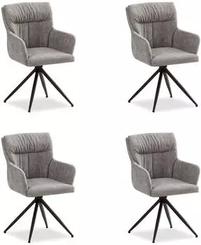 Homestyle4u Polsterstuhl mit Armlehne, drehbar, Leinen, grau, 4er-Set