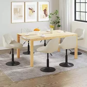 vidaXL Andorra Esszimmerst&uuml;hle 6er-Set, drehbar, cremefarben, Samt (3088801)