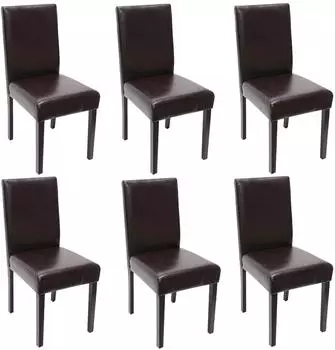 MCW Littau Esszimmerstuhl 6er-Set Leder braun, dunkle Beine (800000416571)