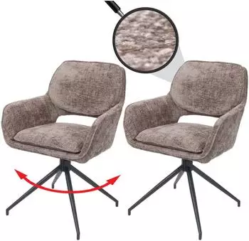 MCW MCW-N74 Esszimmerstuhl 2er-Set Chenille 490g/m², braun (MCW-N74)