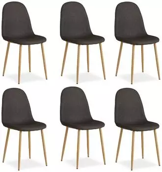 Homestyle4u Esszimmerst&uuml;hle 6er-Set, Polster, Stoff, anthrazit (2341)