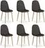 Homestyle4u Esszimmerstühle 6er-Set, Polster, Stoff, anthrazit (2341)