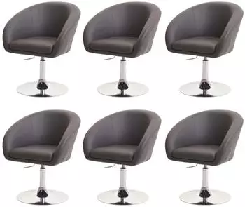 MCW Esszimmerstuhl F19 6er-Set, drehbar, h&ouml;henverstellbar, Kunstleder grau (800000417060)