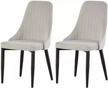 xonox.home Claudia 2er-Set Esszimmerstuhl, Samt/Velour, creme, Metallbeine (44x88x58cm)