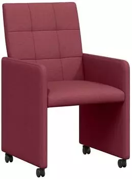 vidaXL Esszimmerst&uuml;hle mit Rollen, Stoff, weinrot, 2er-Set (42017832)