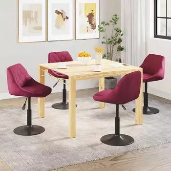 vidaXL Esszimmerst&uuml;hle 4 Stk., drehbar, weinrot, Samt (3088797)