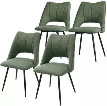 ML-Design Esszimmerst&uuml;hle 4er-Set, gr&uuml;n, Stoffbezug, schwarzes Stahlgestell