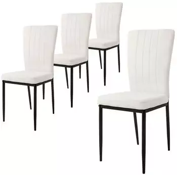 ML-Design Esszimmerstuhl 4er-Set, Samt, wei&szlig;, Metallbeine (490011784)