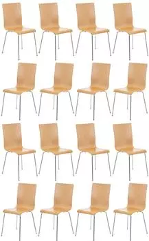 CLP Pepe Besucherstuhl Holzsitz, Metallgestell, natur (16er-Set)
